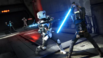 Cal Kestis scout trooper stormtrooper lightsaber Star Wars video game Star Wars Jedi: Fallen Order HD Desktop Wallpaper | Background Image