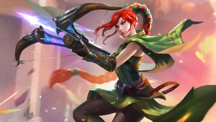 crossbow red hair woman warrior Paladins video game HD Desktop Wallpaper | Background Image