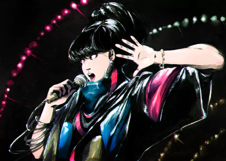 black eyes microphone black hair Anime Original HD Desktop Wallpaper | Background Image