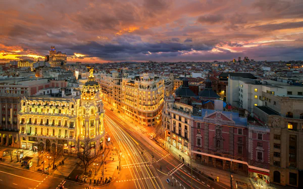  Madrid at Night by Anek Suwannaphoom