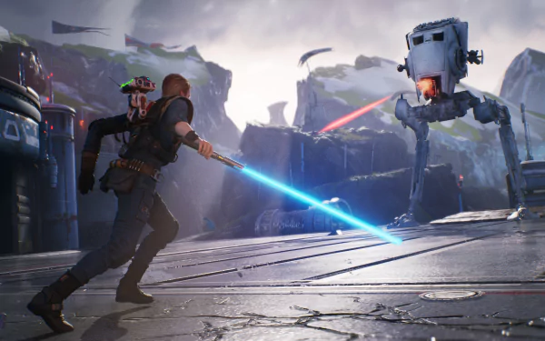 Cal Kestis AT-ST lightsaber Star Wars video game Star Wars Jedi: Fallen Order HD Desktop Wallpaper | Background Image