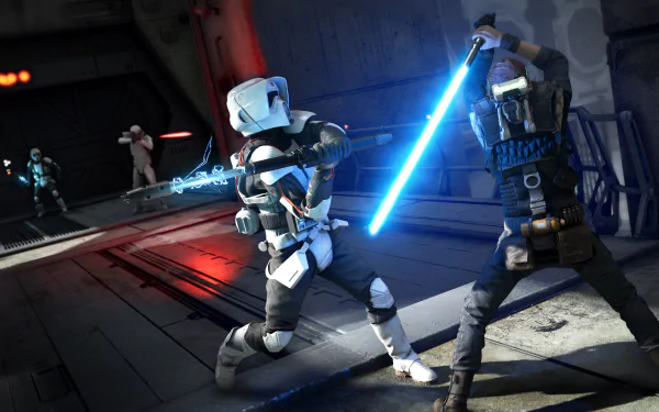 Cal Kestis scout trooper stormtrooper lightsaber Star Wars video game Star Wars Jedi: Fallen Order HD Desktop Wallpaper | Background Image