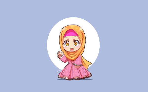Anime Original Hijab Chibi HD Wallpaper | Background Image