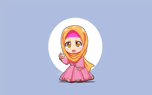chibi hijab Anime Original HD Desktop Wallpaper | Background Image