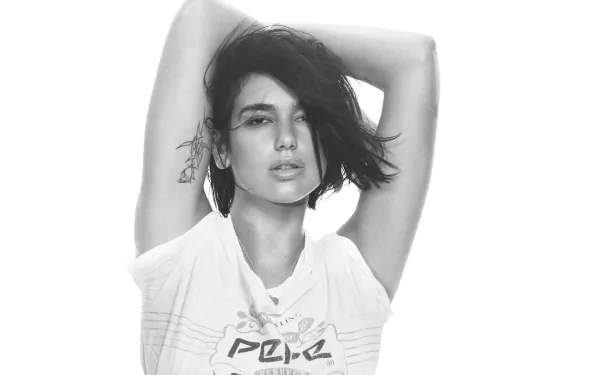 English tattoo monochrome short hair singer music Dua Lipa HD Desktop Wallpaper | Background Image