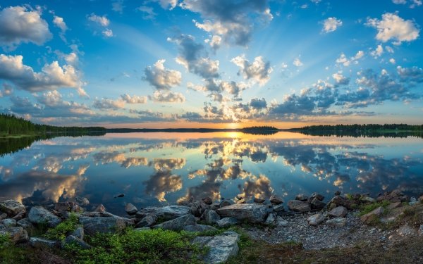 Nature Reflection Lake Cloud Sky Sunrise HD Wallpaper | Background Image