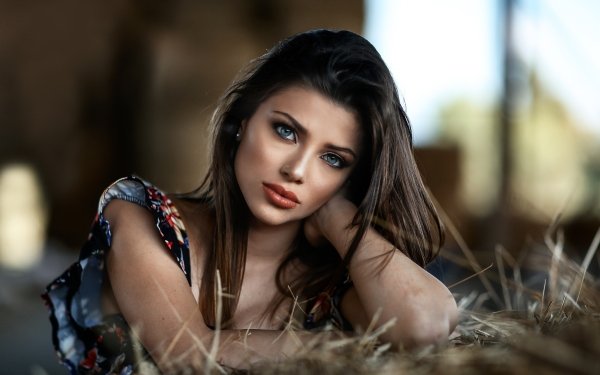 Women Model Black Hair Blue Eyes HD Wallpaper | Background Image