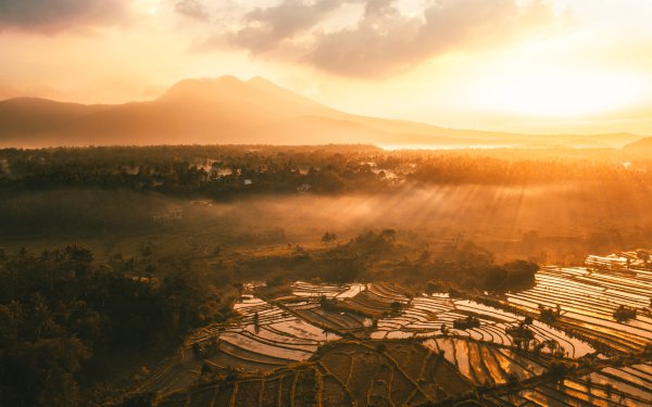 Photography Landscape Aerial Fog Indonesia Sunset Sunbeam HD Wallpaper | Background Image