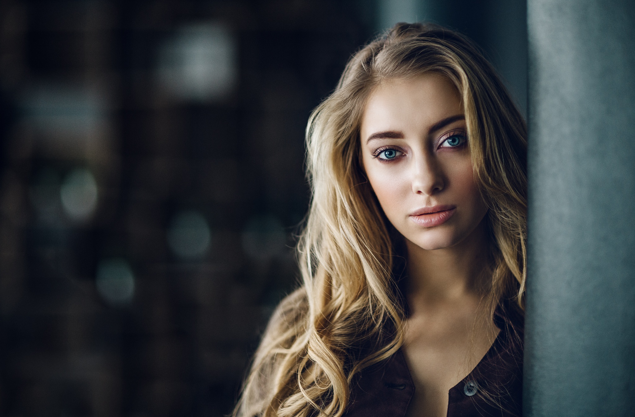 Download Depth Of Field Long Hair Blue Eyes Blonde Woman Model Hd Wallpaper