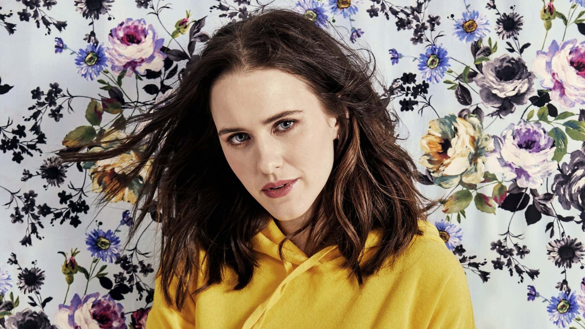 Download Lipstick Blue Eyes Brunette Actress American Celebrity Rachel Brosnahan HD Wallpaper by Ramona Rosales