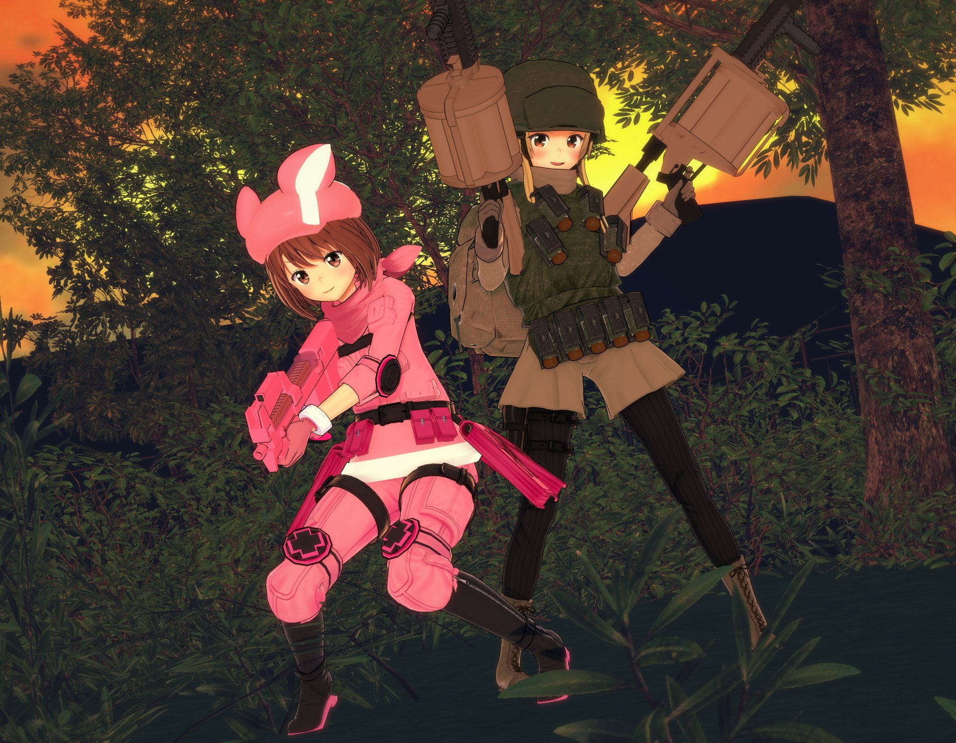 Download Karen Kohiruimaki Miyu Shinohara Fukaziroh (Sword Art Online) LLENN (Sword Art Online) Anime Sword Art Online Alternative: Gun Gale Online HD Wallpaper by よっち