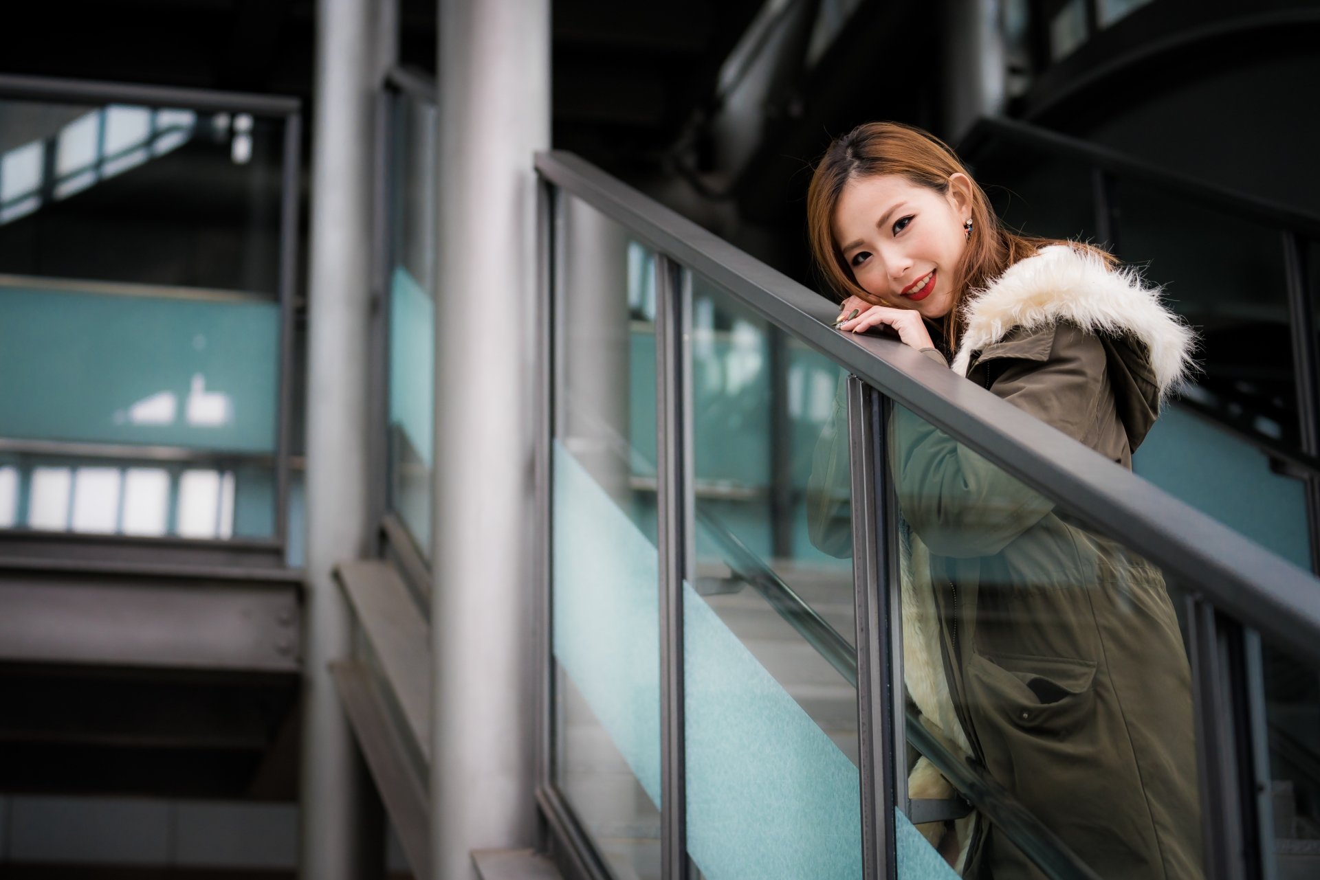 Download Lipstick Brunette Model Jacket Smile Woman Asian 4k Ultra HD Wallpaper