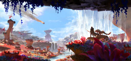 hunter waterfall nature Sci Fi landscape HD Desktop Wallpaper | Background Image