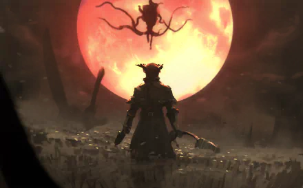 warrior blood moon video game Bloodborne HD Desktop Wallpaper | Background Image