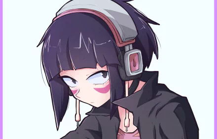 HD anime desktop wallpaper featuring Kyōka Jirō from My Hero Academia, showcasing her with headphones and a confident expression against a light background.