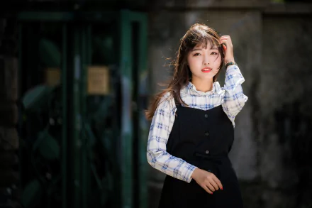 depth of field brunette lipstick model woman asian HD Desktop Wallpaper | Background Image