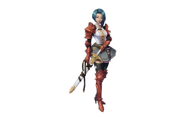 Fantasy Women Warrior Sword Woman Warrior Blue Hair Short Hair HD Wallpaper | Background Image