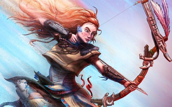 Video Game Horizon Zero Dawn Horizon Aloy Woman Warrior Orange Hair Long Hair Bow Arrow HD Wallpaper | Background Image