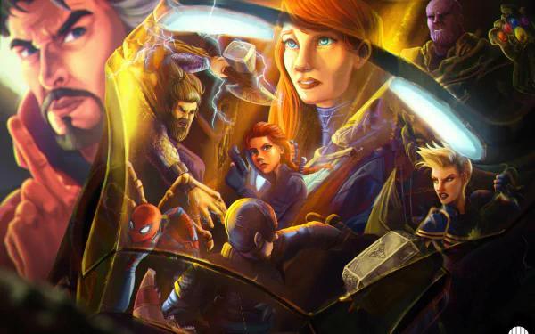 Pepper Potts Thanos Thor Black Widow Captain Marvel Captain America spider man Doctor Strange movie Avengers EndGame HD Desktop Wallpaper | Background Image