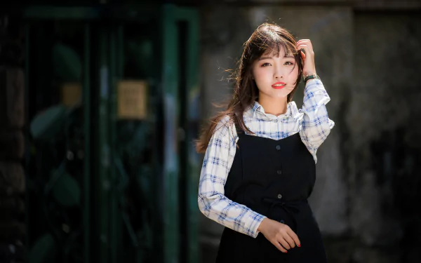 depth of field brunette lipstick model woman asian HD Desktop Wallpaper | Background Image