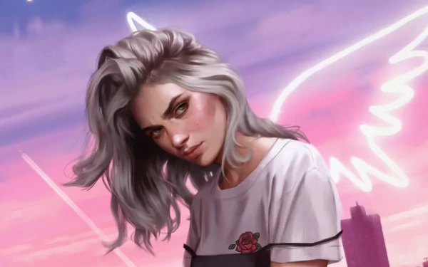 white hair fantasy woman HD Desktop Wallpaper | Background Image