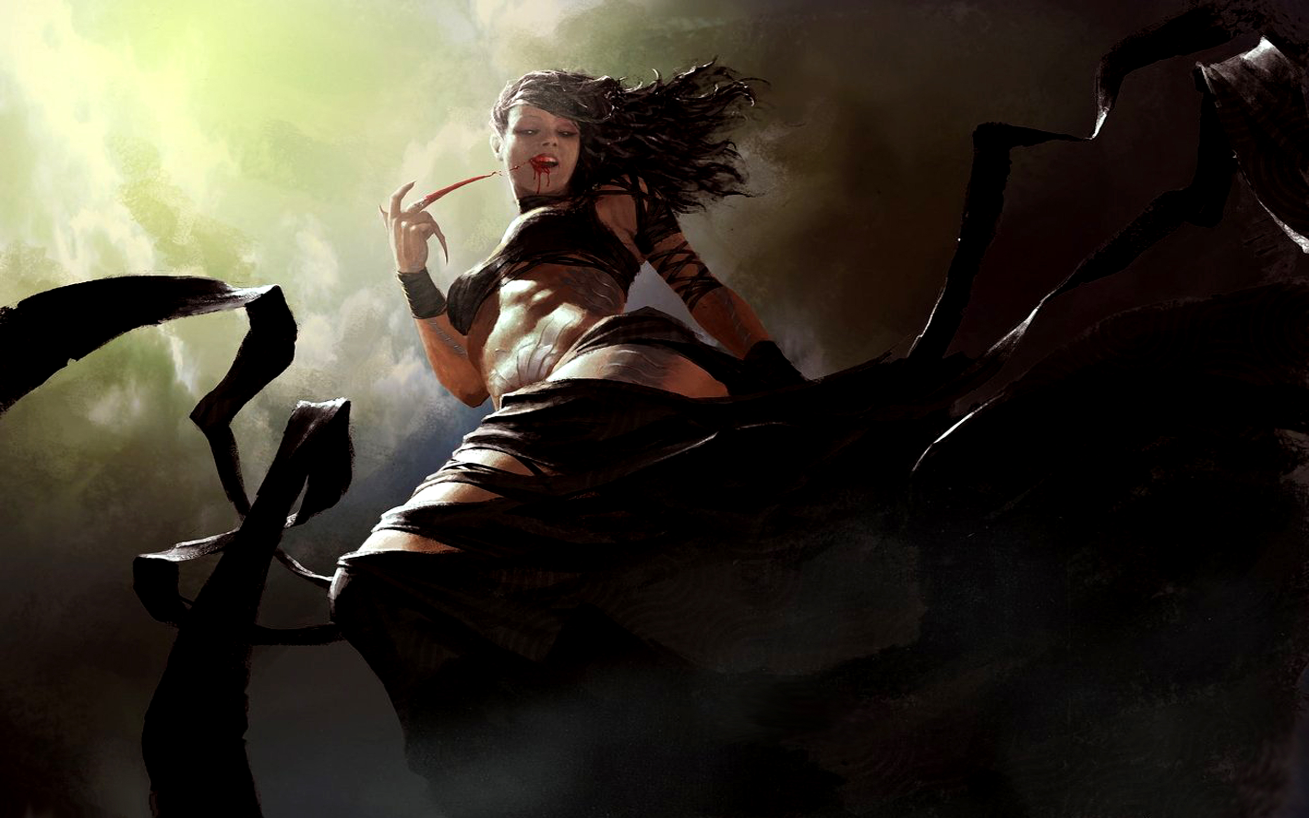 Dark vampire riding a wind in stunning desktop wallpaper by Igor Kieryluk.