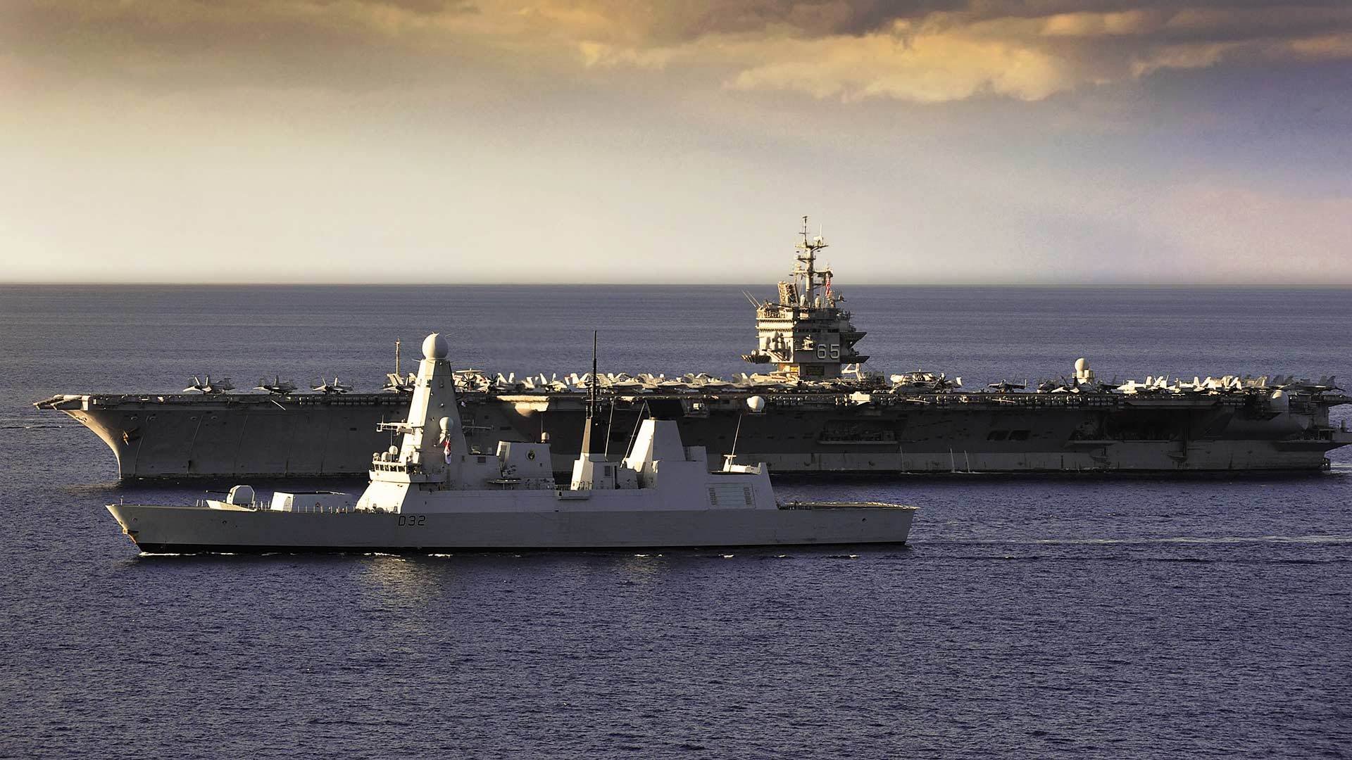 Download USS Enterprise (CVN-65) HMS Daring (D32) Cvn-65 Aircraft Carrier Military Ship HD Wallpaper