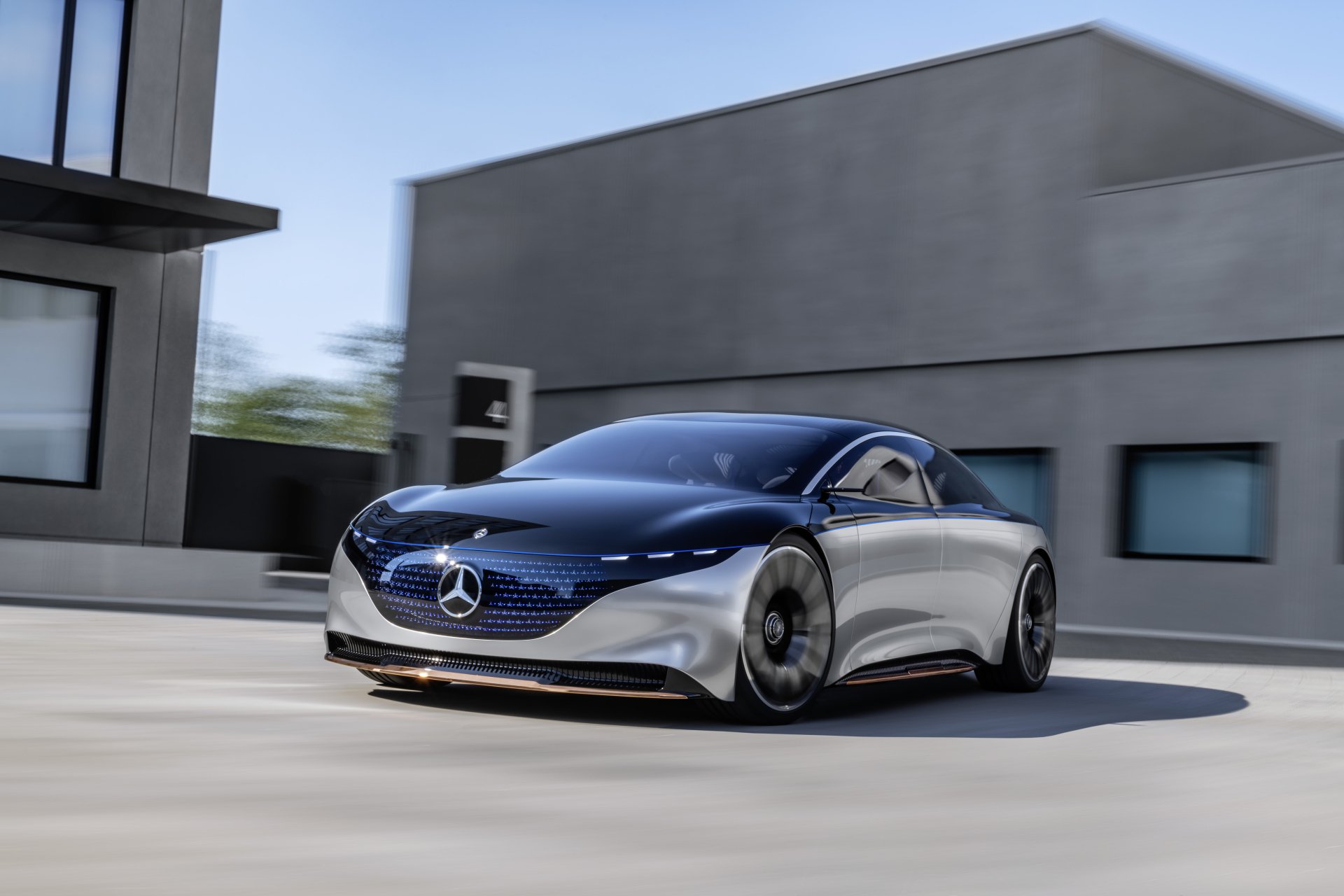 Download Silver Car Concept Car Electric Car Car Mercedes-Benz Mercedes-Benz Vision EQ Vehicle Mercedes-Benz Vision EQS 8k Ultra HD Wallpaper