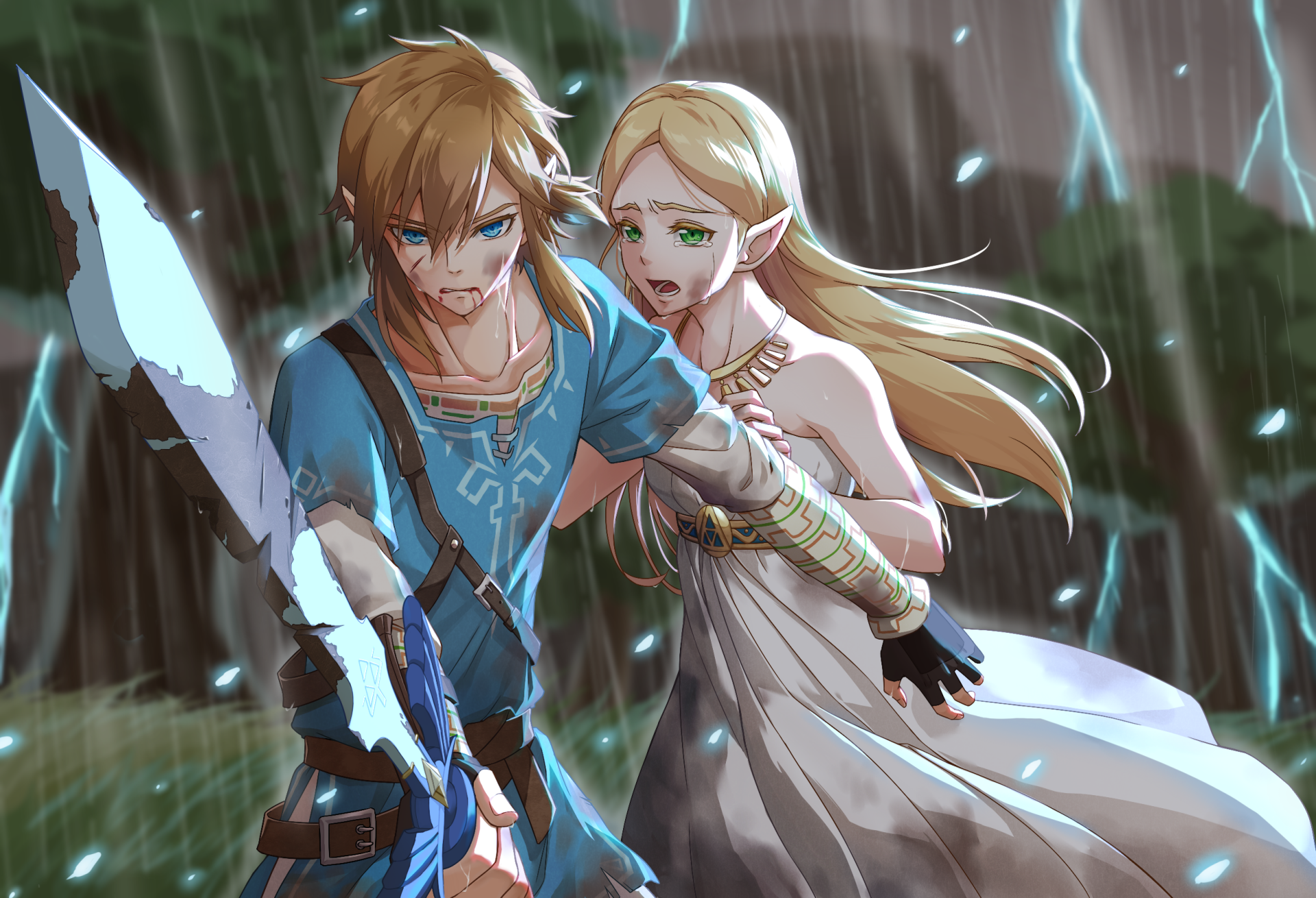 Wallpaper two, wound, Fan Art, Link, Zelda, The Legend of Zelda