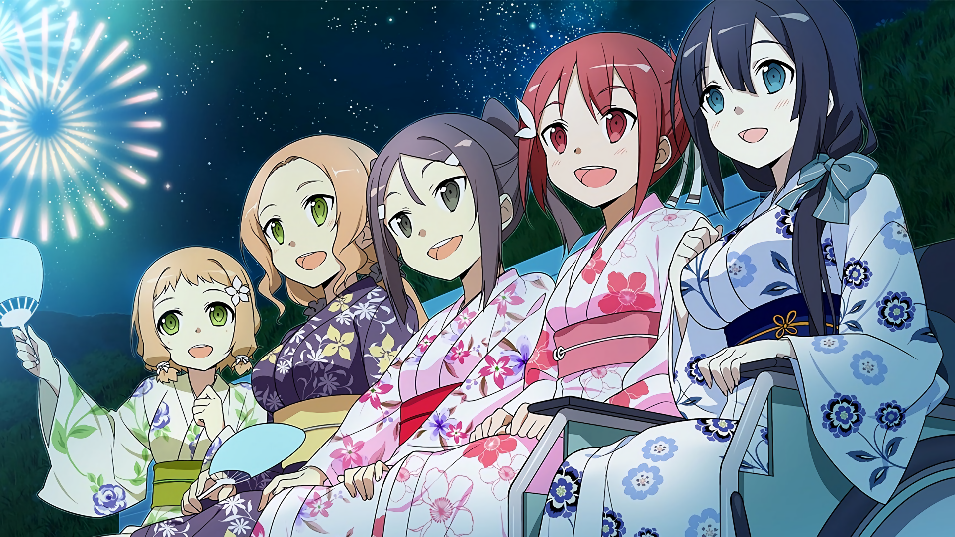 Download Fireworks Inubouzaki Itsuki Inubouzaki Fu Miyoshi Karin Yuki Yuna Togo Mimori Anime Yuki Yuna Is A Hero HD Wallpaper