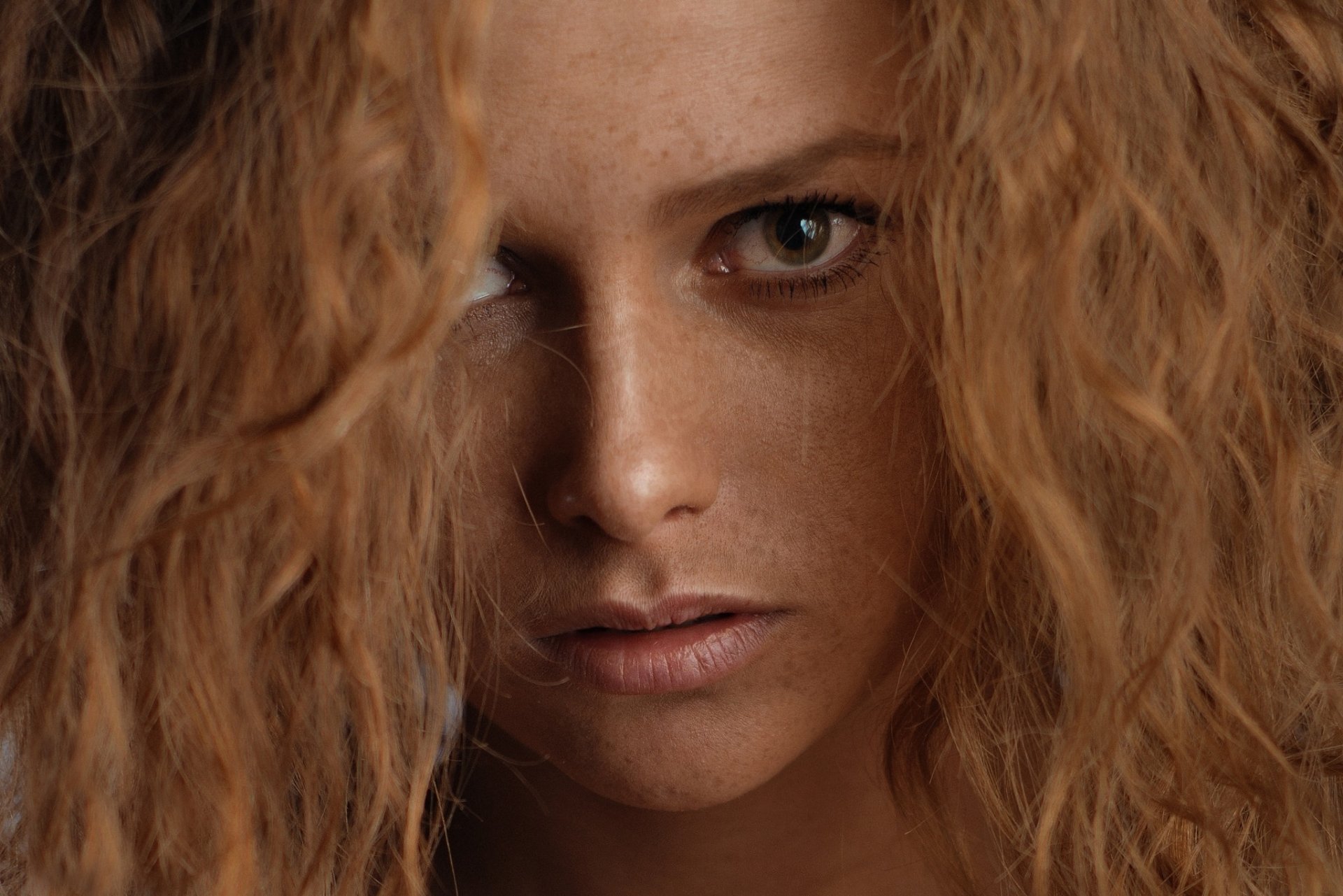 Download Redhead Freckles Woman Face HD Wallpaper by Eugene Balin