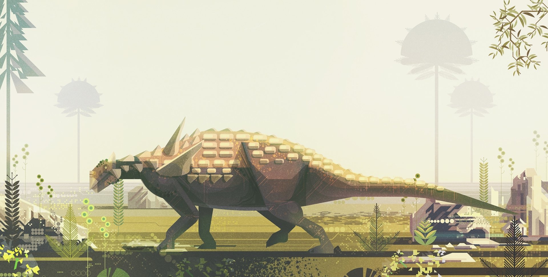 Download Minimalist Animal Dinosaur HD Wallpaper by James Gilleard