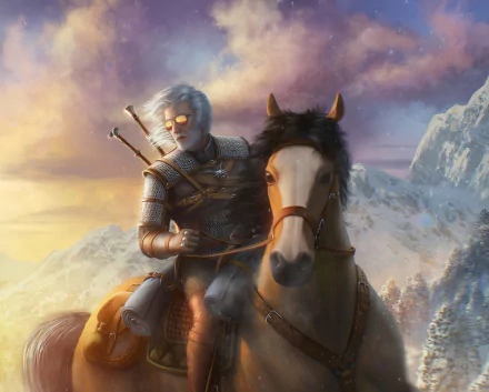 Geralt of Rivia warrior horse video game The Witcher 3: Wild Hunt HD Desktop Wallpaper | Background Image