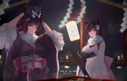 Bilan Hangxian animal ears Atago (Azur Lane) Takao (Azur Lane) Anime Azur Lane HD Desktop Wallpaper | Background Image