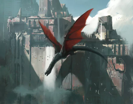city wyvern fantasy dragon fantasy city HD Desktop Wallpaper | Background Image
