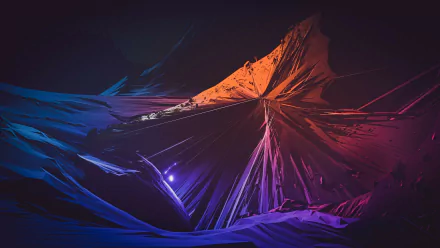 HD desktop wallpaper featuring an abstract, artistic design created with Blender, showcasing vibrant, interweaving colors and dynamic geometric shapes.