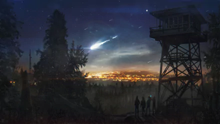 comet night fantasy landscape fantasy landscape HD Desktop Wallpaper | Background Image