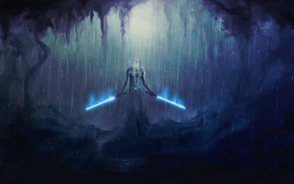 Sci Fi Warrior Lightsaber Rain HD Wallpaper | Background Image