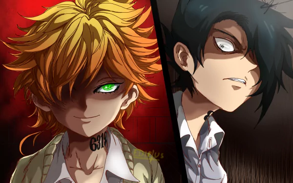 Ray (The Promised Neverland) Emma (The Promised Neverland) Anime The Promised Neverland HD Desktop Wallpaper | Background Image
