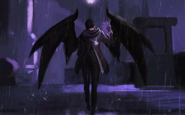 Fantasy Demon Wings Rain HD Wallpaper | Background Image
