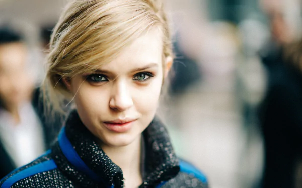 depth of field blonde blue eyes face Dutch model Celebrity Josephine Skriver HD Desktop Wallpaper | Background Image