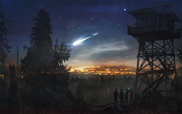 comet night fantasy landscape fantasy landscape HD Desktop Wallpaper | Background Image