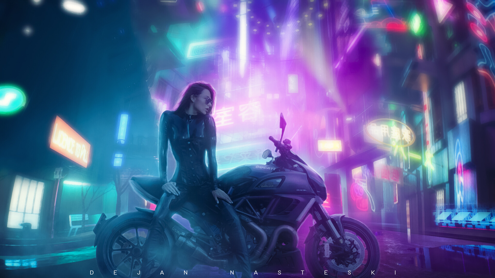 Cyberpunk Biker Girl Scifi HD Wallpaper 