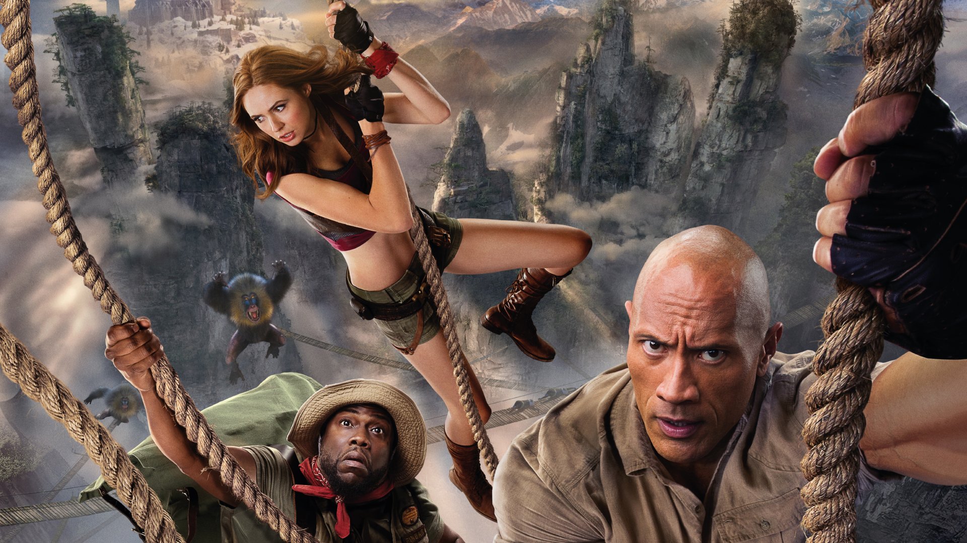 Download Kevin Hart Karen Gillan Dwayne Johnson Jumanji Movie Jumanji: The Next Level 4k Ultra HD Wallpaper