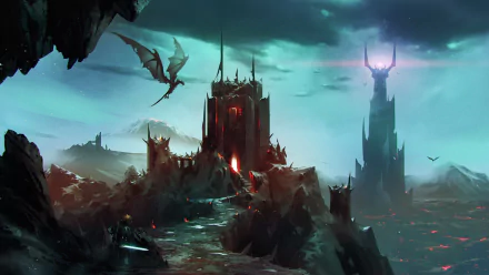Mordor castle dragon fantasy The Lord Of The Rings HD Desktop Wallpaper | Background Image