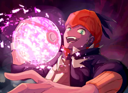 HD PC desktop wallpaper featuring Raihan from the video game Pokémon: Sword and Shield, showcasing dynamic energy and vibrant colors in a Pokémon-themed design.