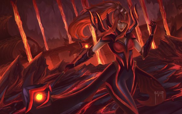 Video Game League Of Legends Lux Sorceress Red Hair Long Hair Staff HD Wallpaper | Background Image