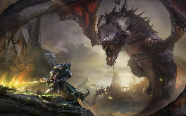 Fantasy Knight Warrior Dragon HD Wallpaper | Background Image