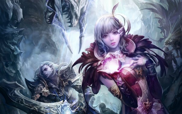 Video Game Aion MMORPG Fantasy Warrior Armor White Hair HD Wallpaper | Background Image