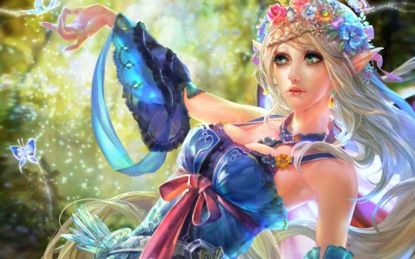 Fantasy Fairy Elf Butterfly Flower HD Wallpaper | Background Image
